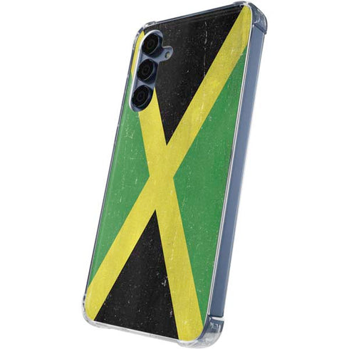 Jamaica Flag Distressed Galaxy A35 5G Clear Case
